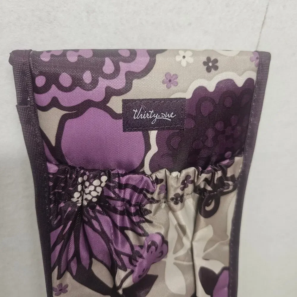 Thirty-One Curling Flat Iron Case Purple Flowers dec22